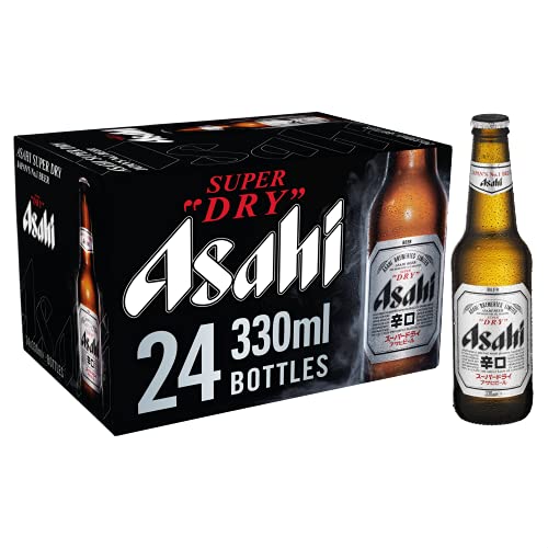 Asahi Super Dry Beer – Japan’s No 1 Beer | Authentic Japanese Recipe | Refreshing & Crisp Dry Finish “Karakuchi Taste” | Brewed With Precision By Japanese Master Brewers – 5.2% ABV – 24 x 33cl Bottles