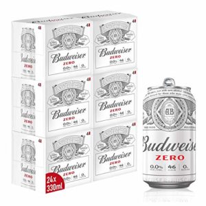 Budweiser Zero 0% Alcohol Free Lager Beer Can, 24 x 330 ml
