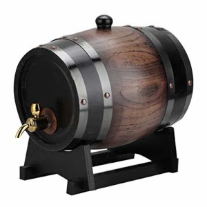Wine Barrel 3L Vintage Striped Black Red Wine Barrel Keg Bucket Container with Faucet for Brandy Whisky